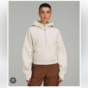 Scuba Oversized Funnel-Neck Half Zip in Bone Cream - M/L
